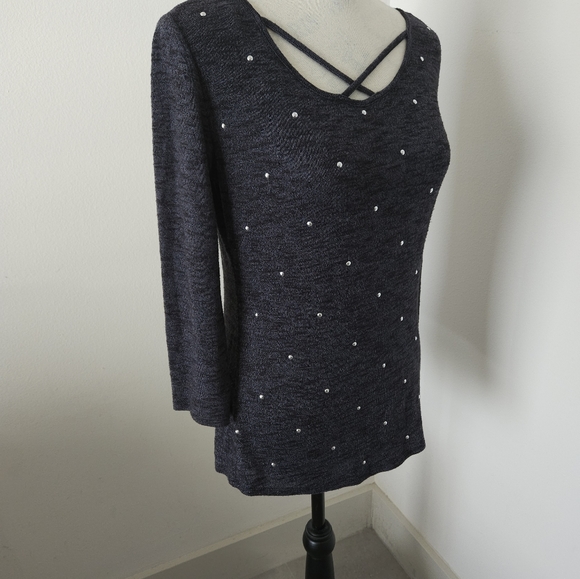 🎉 juicy couture gray studded long sleeves lightweight top size SX 🎉 - Picture 4 of 7